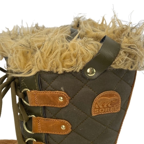 Sorel Mossy Green/Tan Tall Winter Lace Up Boots Women's Size 7.5 NL1780-316 - Picture 5 of 11